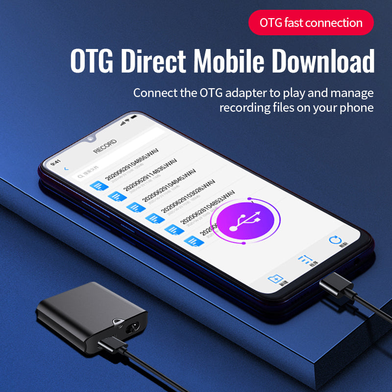 Magnetic Voice Recorder, HD Noise Reduction,Long Battery, Large Storage,Include OTG Adapter