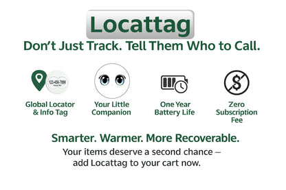 Locattag Wireless electronic devices for locating and tracking personal objects, wallets, backpacks, luggage
